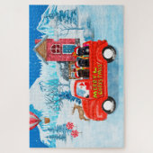Affenpinschers Dog in kerst Delivery Truck Legpuzzel (Verticaal)