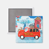 Affenpinschers Dog in kerst Delivery Truck Magneet (Voorkant / Achterkant)