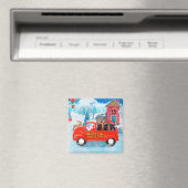 Affenpinschers Dog in kerst Delivery Truck Magneet (Insitu (Vaatwasser))