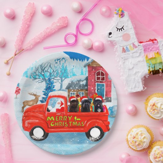 Affenpinschers Dog in kerst Delivery Truck Papieren Bordje (Feest)
