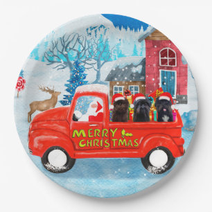 Affenpinschers Dog in kerst Delivery Truck Papieren Bordje
