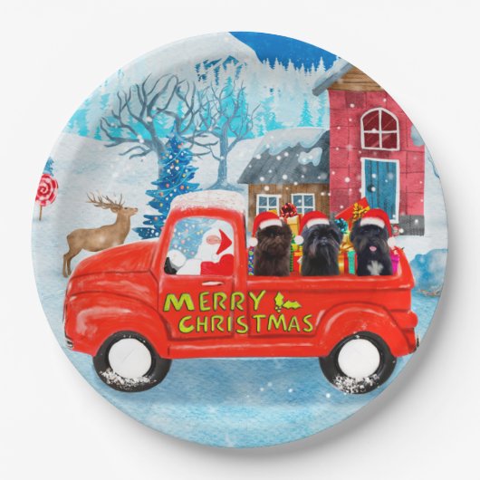 Affenpinschers Dog in kerst Delivery Truck Papieren Bordje (Voorkant)