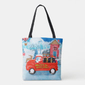 Affenpinschers Dog in kerst Delivery Truck Tote Bag (Achterkant)