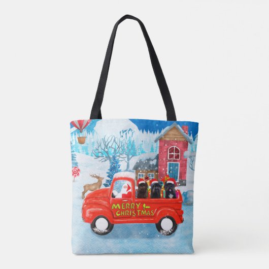 Affenpinschers Dog in kerst Delivery Truck Tote Bag (Achterkant)