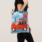 Affenpinschers Dog in kerst Delivery Truck Tote Bag (Dichtbij)