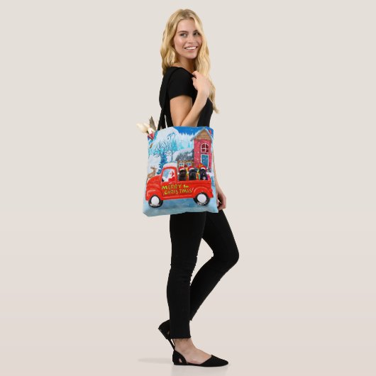 Affenpinschers Dog in kerst Delivery Truck Tote Bag (Op model)