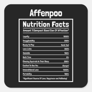 Affenpoo Voeding Feiten Grappige Hond Gift Vierkante Sticker