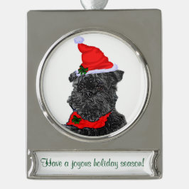 Affepinscher Persoonlijke Kerstmis Verzilverd Banner Ornament