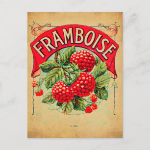 Affiche framboise, vrucht, aardbei, frambozen, s briefkaart