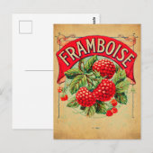 Affiche framboise, vrucht, aardbei, frambozen, s briefkaart (Voorkant / Achterkant)