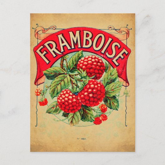 Affiche framboise, vrucht, aardbei, frambozen, s briefkaart (Voorkant)