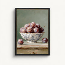 Affiche met antieke pruimenfruitkom