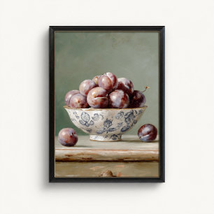 Affiche met antieke pruimenfruitkom poster