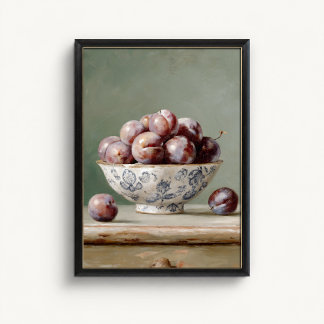 Affiche met antieke pruimenfruitkom poster