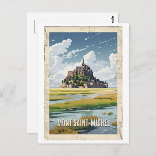 Affiche Mont Saint-Michel - Frankrijk - Briefkaart (Voorkant / Achterkant)