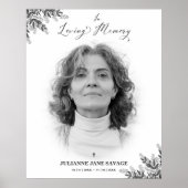 Affiche rouwkaart met zwart-wit foto herinneringsd poster (Voorkant)