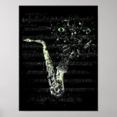 Affiche saxophone noir poster (Voorkant)