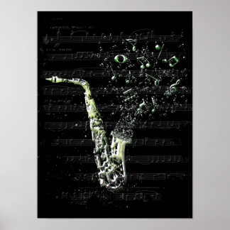 Affiche saxophone noir poster