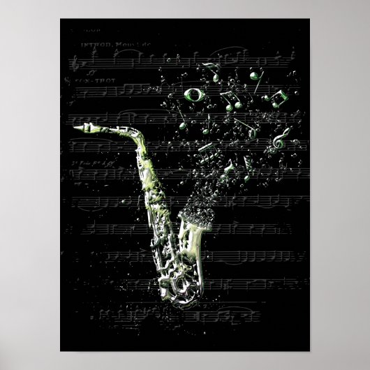 Affiche saxophone noir poster (Voorkant)