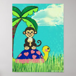 Affiche van Monkey en Turtle door Carol Zeock Poster