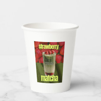 Affiche voor Strawberry Matcha Latte – Trendy Café Papieren Bekers