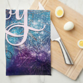 Affirmatie Aqua Paarse Blauw Volg je vreugde Theedoek (Quarter Fold)