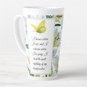 Affirmatie Latte Mok Yellow Butterfly White Lily (Linkerhoek)