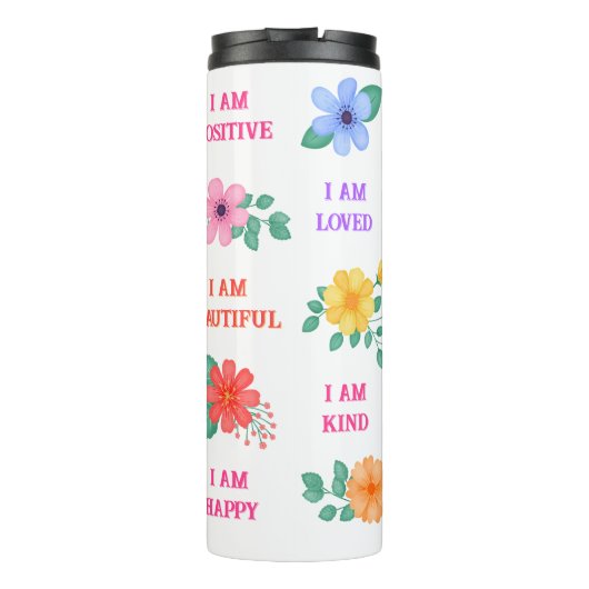 Affirmaties Creëer uw eigen citaten Levendige Bloe Thermosbeker (Achterkant)