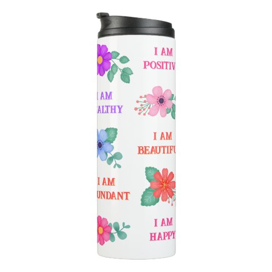 Affirmaties Creëer uw eigen citaten Levendige Bloe Thermosbeker (Geroteerd rechts)