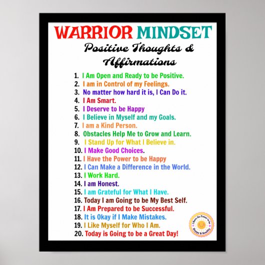 Affirmaties Poster - Warrior Mindset (Voorkant)