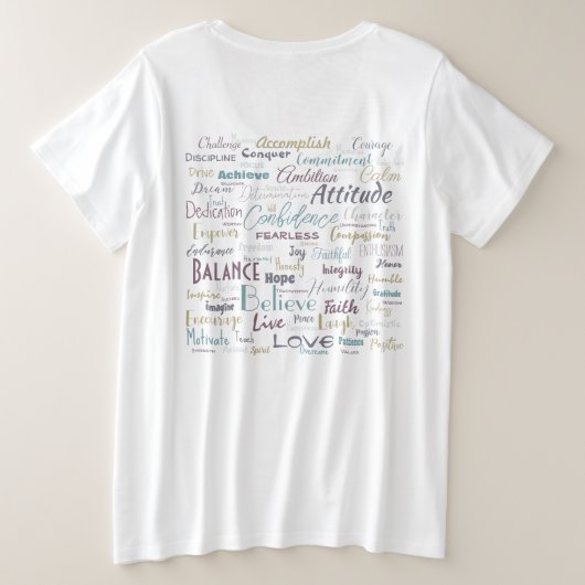 Affirmations  grote maat t-shirt (Design achterkant)
