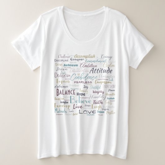 Affirmations grote maat t-shirt (Design voorkant)