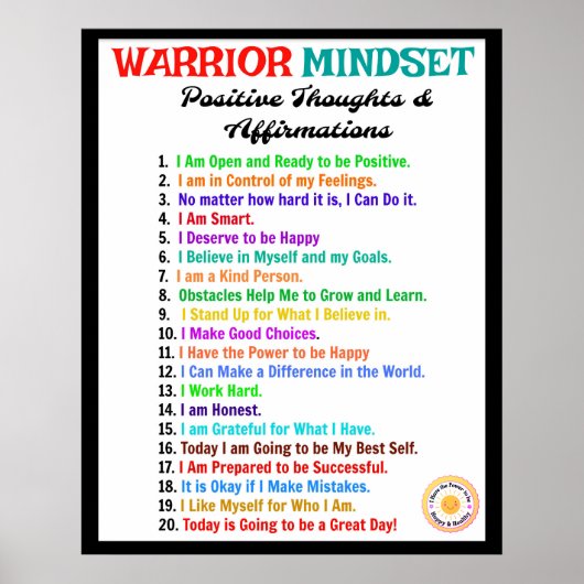 Affirmations Office Poster - Warrior Mindset (Voorkant)