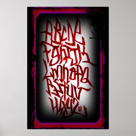 Affisch - alfabet graffitti - röd poster (Voorkant)