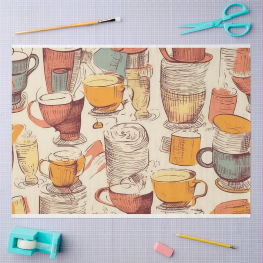 Affogato Koffie efemera collage patroon Tissuepapier (Craft)