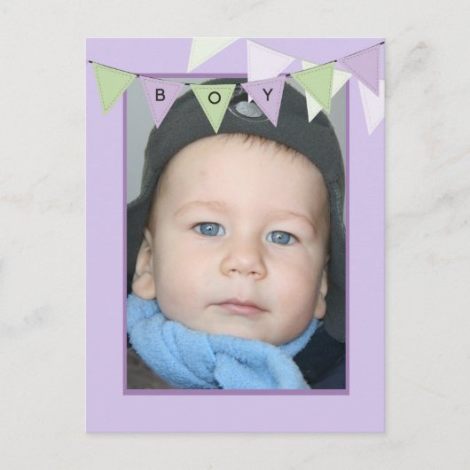 Affordable Bunting Boys Birthday Photo Party Uitnodiging Briefkaart (Voorkant)