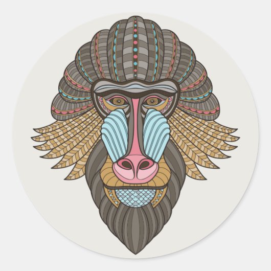 afgebeeld Baboon Ronde Sticker (Voorkant)