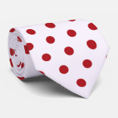 afgebeeld rood wit polka getild patroon stropdas (Opgerold)