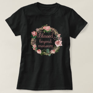 Afgeblazen boven Maatregel/Blush Roze Floral Wreat T-shirt