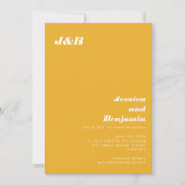 Afgebold Monogram Modern Goudsbloem Gele Trouwkaar Kaart (Voorkant)