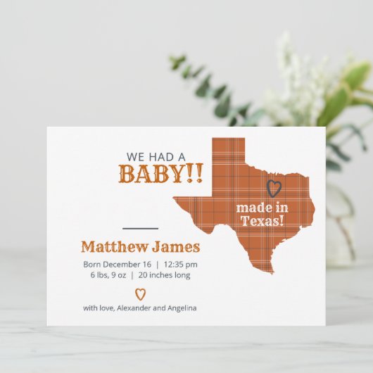 Afgebrand Oranje spelden gemaakt in Texas Horizont Aankondiging (Staand voorkant)