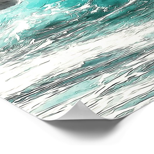 Afgebroken Big Ocean Wave Rolls in to Shore Poster (Hoek)