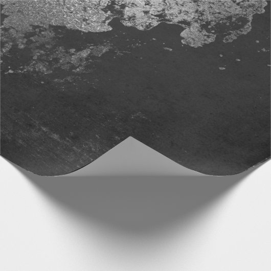 Afgedankte zilverzwarte grafietgrijze omhulling cadeaupapier (Hoek)