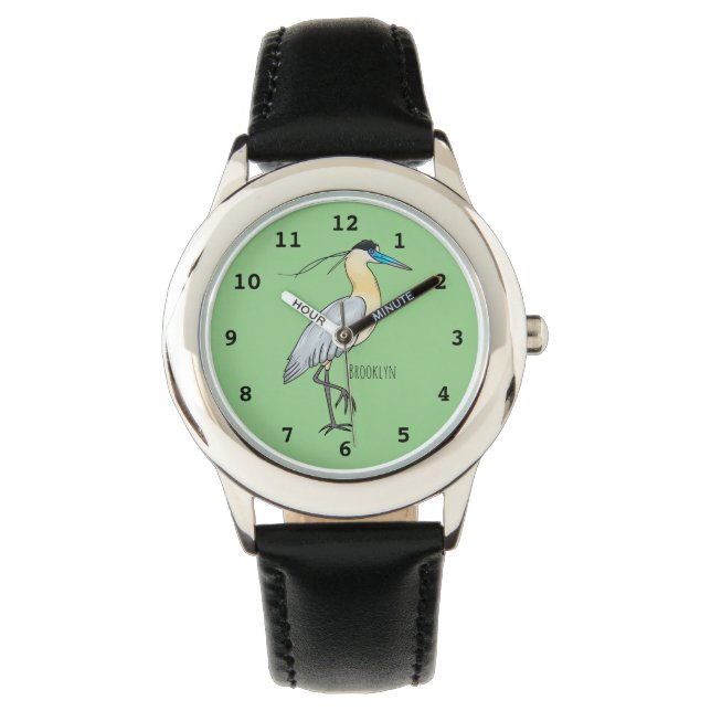 Afgedekte heronvogel cartoon horloge (Voorkant)