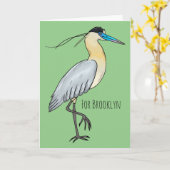 Afgedekte heronvogel cartoon kaart (Gele Bloem)