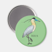 Afgedekte heronvogel cartoon magneet (Voorkant / Achterkant)