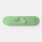 Afgedekte heronvogel cartoon persoonlijk skateboard (Horizontaal)