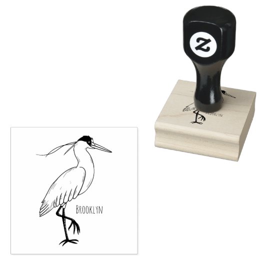 Afgedekte heronvogel cartoon rubberstempel (Gestempeld)