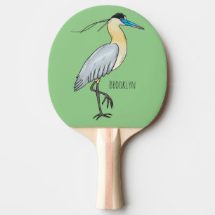 Afgedekte heronvogel cartoon tafeltennisbatje