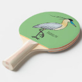 Afgedekte heronvogel cartoon tafeltennisbatje (Voorkant Gekanteld)